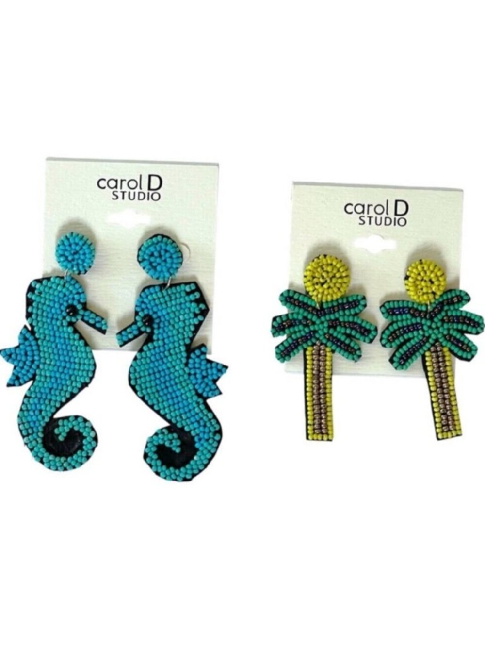 Statement Earrings Lightweight Felt Set Vacation Cruise Seahorse Palm Tree Beads